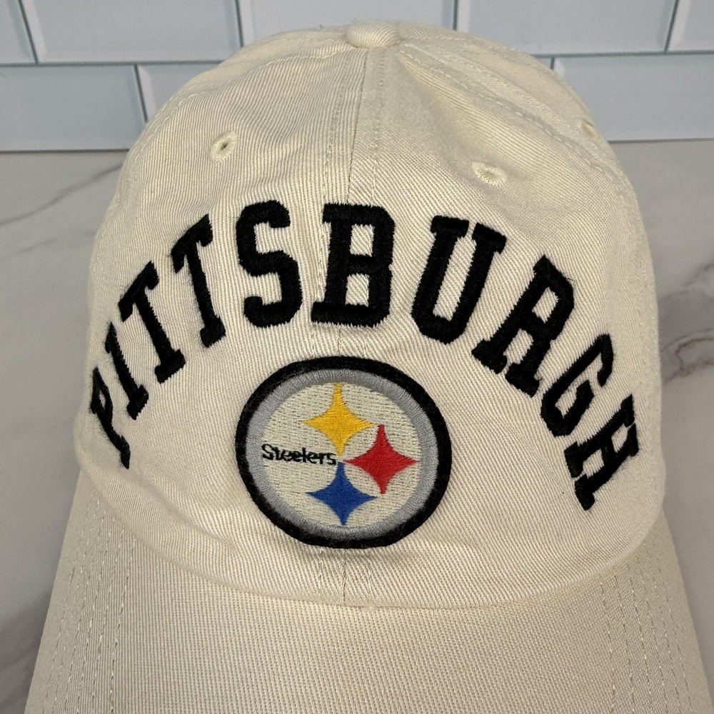Pittsburgh Steelers Hat Cap Strap Back Mens Jaguars Cream NFL‎ Football Dad 1995 - Picture 3 of 13
